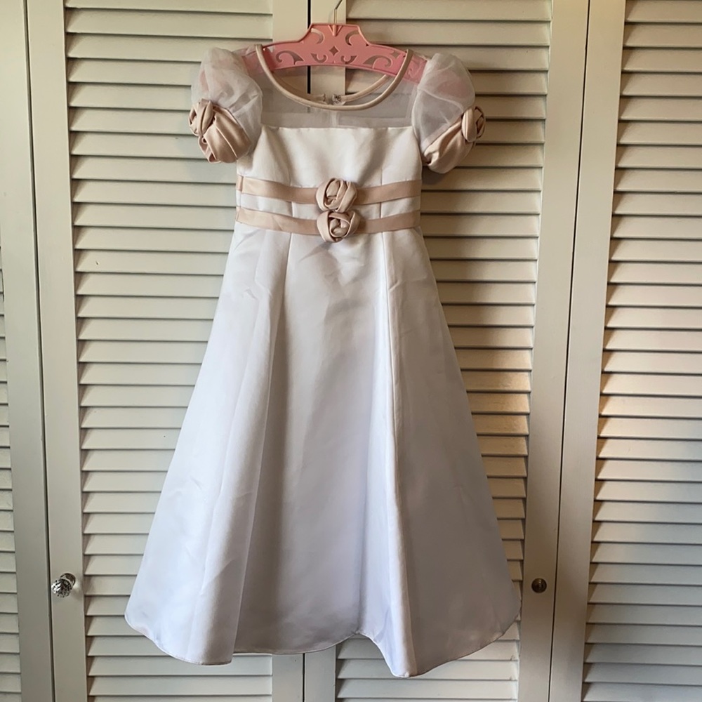 White and Dusty Rose Formal Dress (Girls) size 4